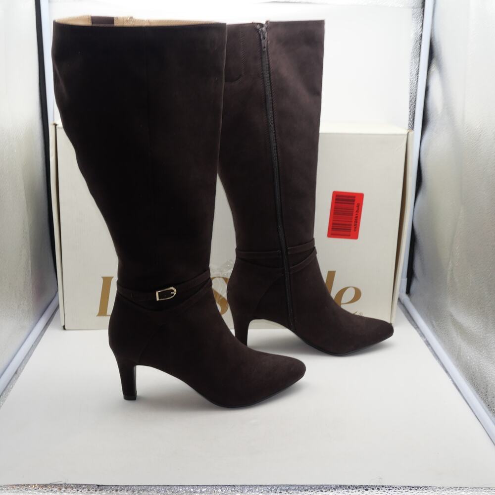 NEW LifeStride Women's 9.5 Guild Knee High WIDE CALF Heeled Boots  Brown - Picture 5 of 12